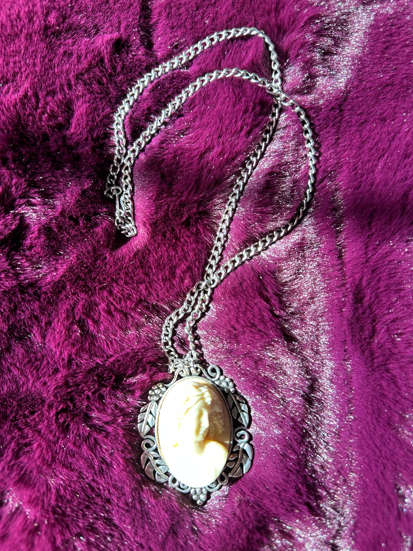Silver Goddess Cameo Necklace
