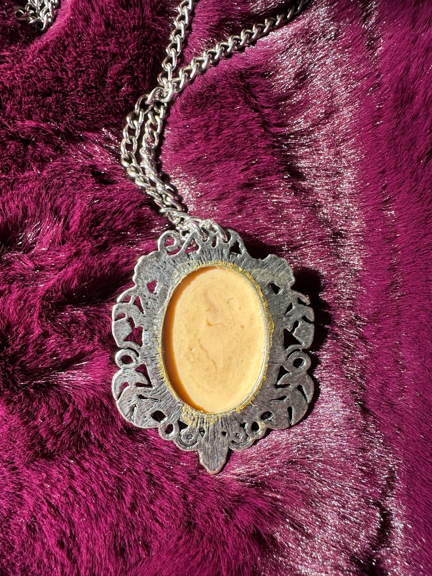 Silver Goddess Cameo Necklace