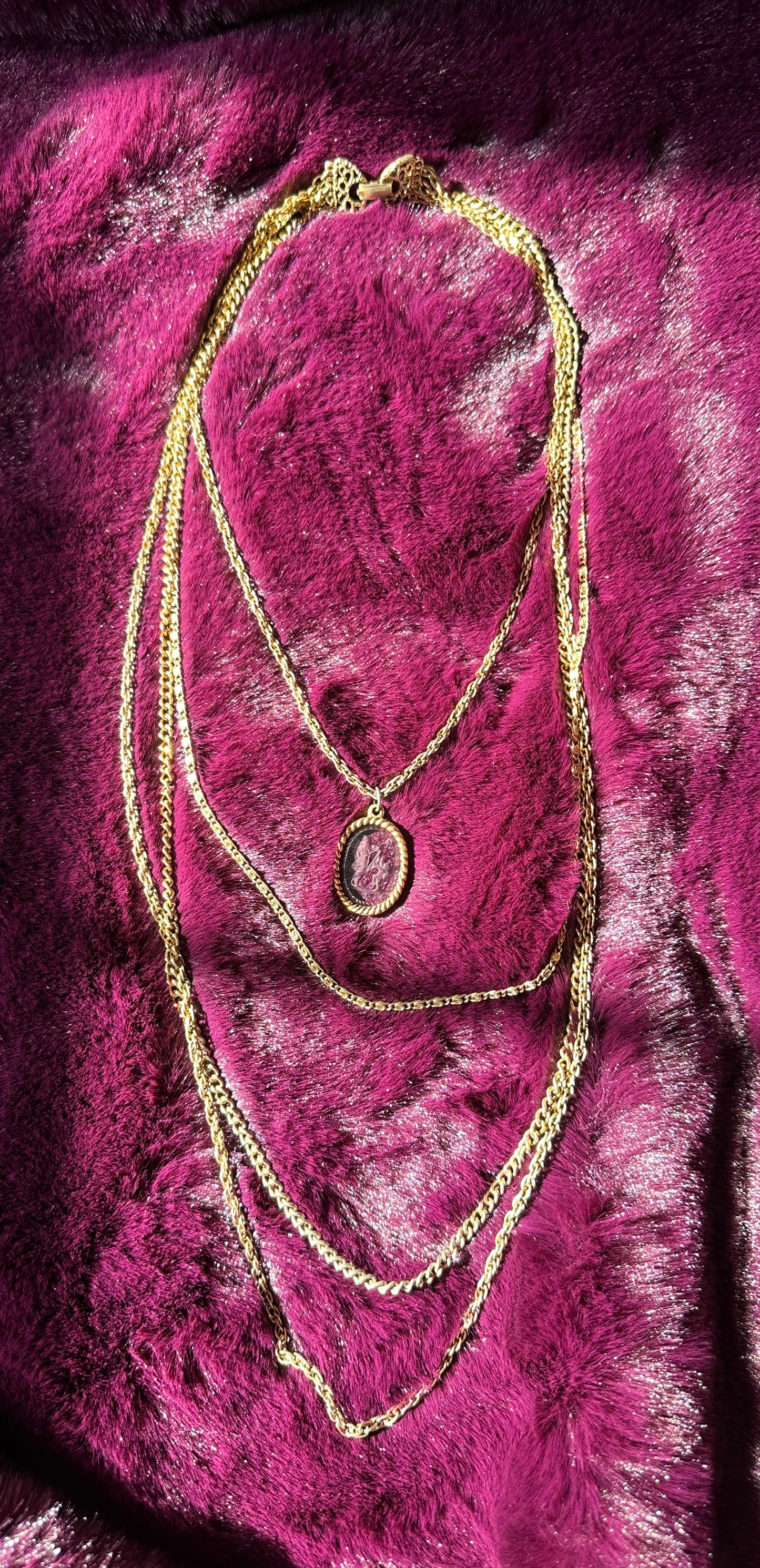 Vintage Intaglio Multi-Strand Necklace