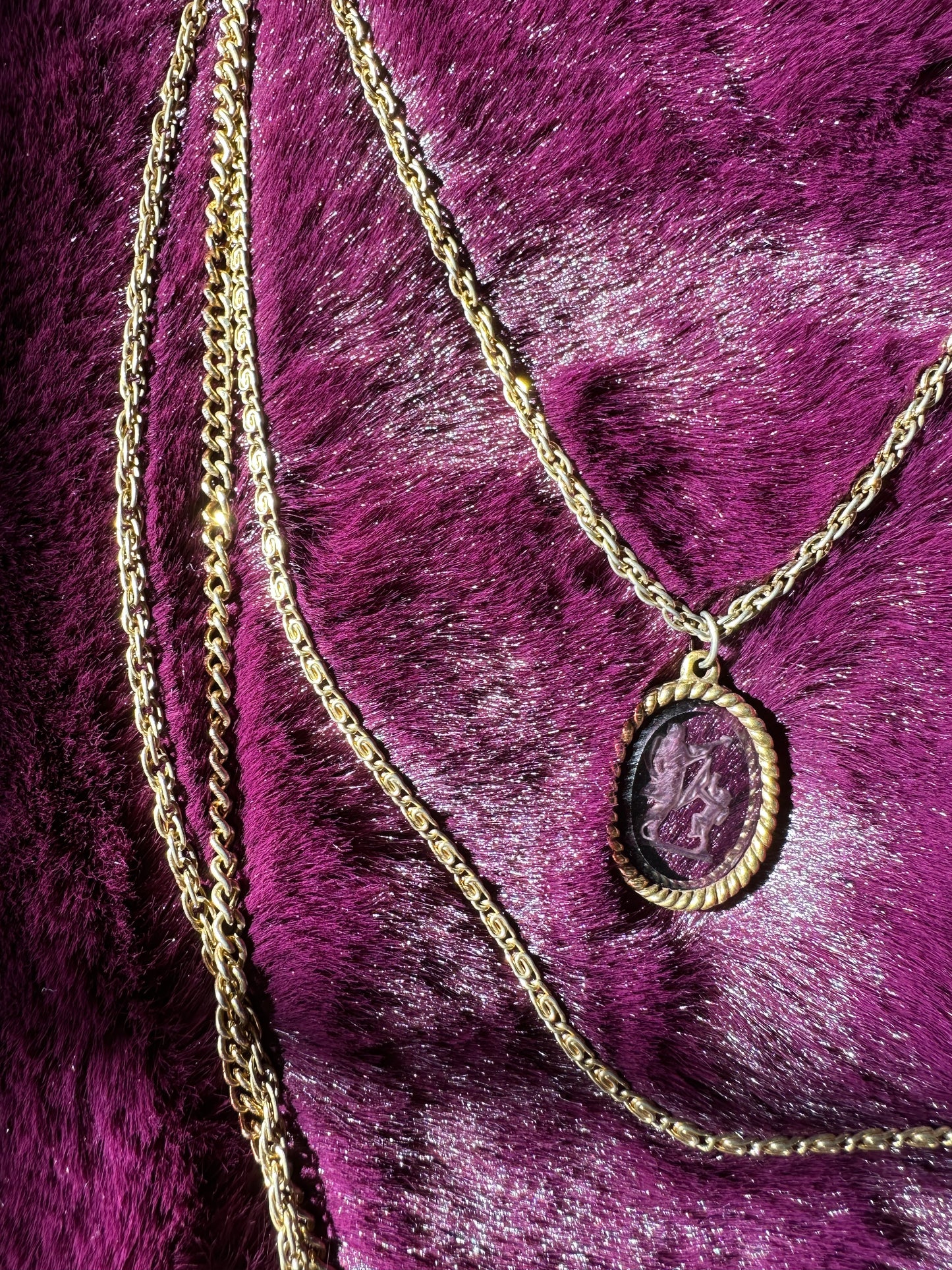 Vintage Intaglio Multi-Strand Necklace