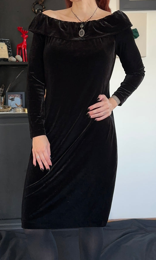 Calvin Klein Velvet Off-The-Shoulder Dress SZ 12