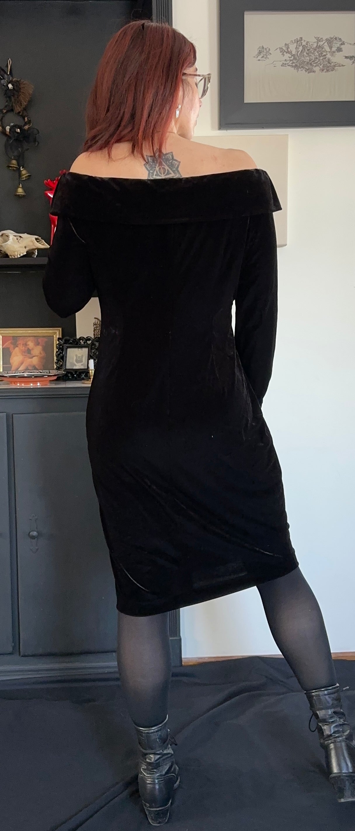Calvin Klein Velvet Off-The-Shoulder Dress SZ 12