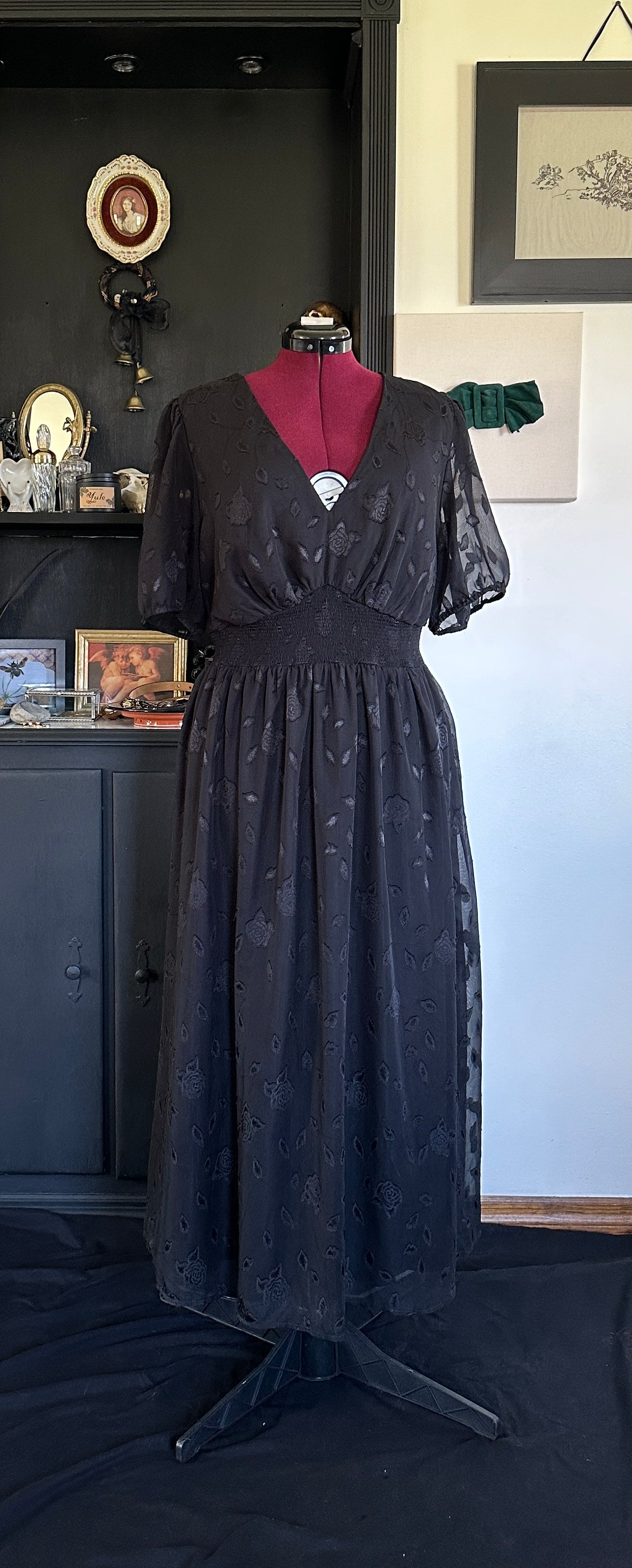 Witchy Sheer Sleeve Dress SZ 18