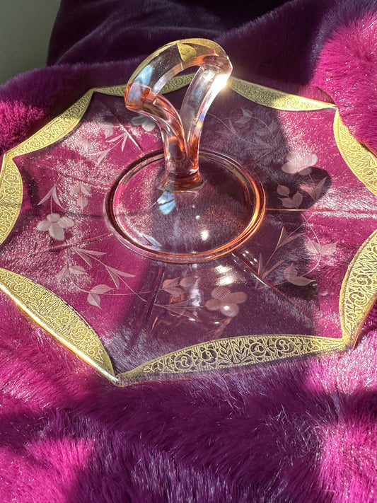 Blush Pink Depression Glass Server