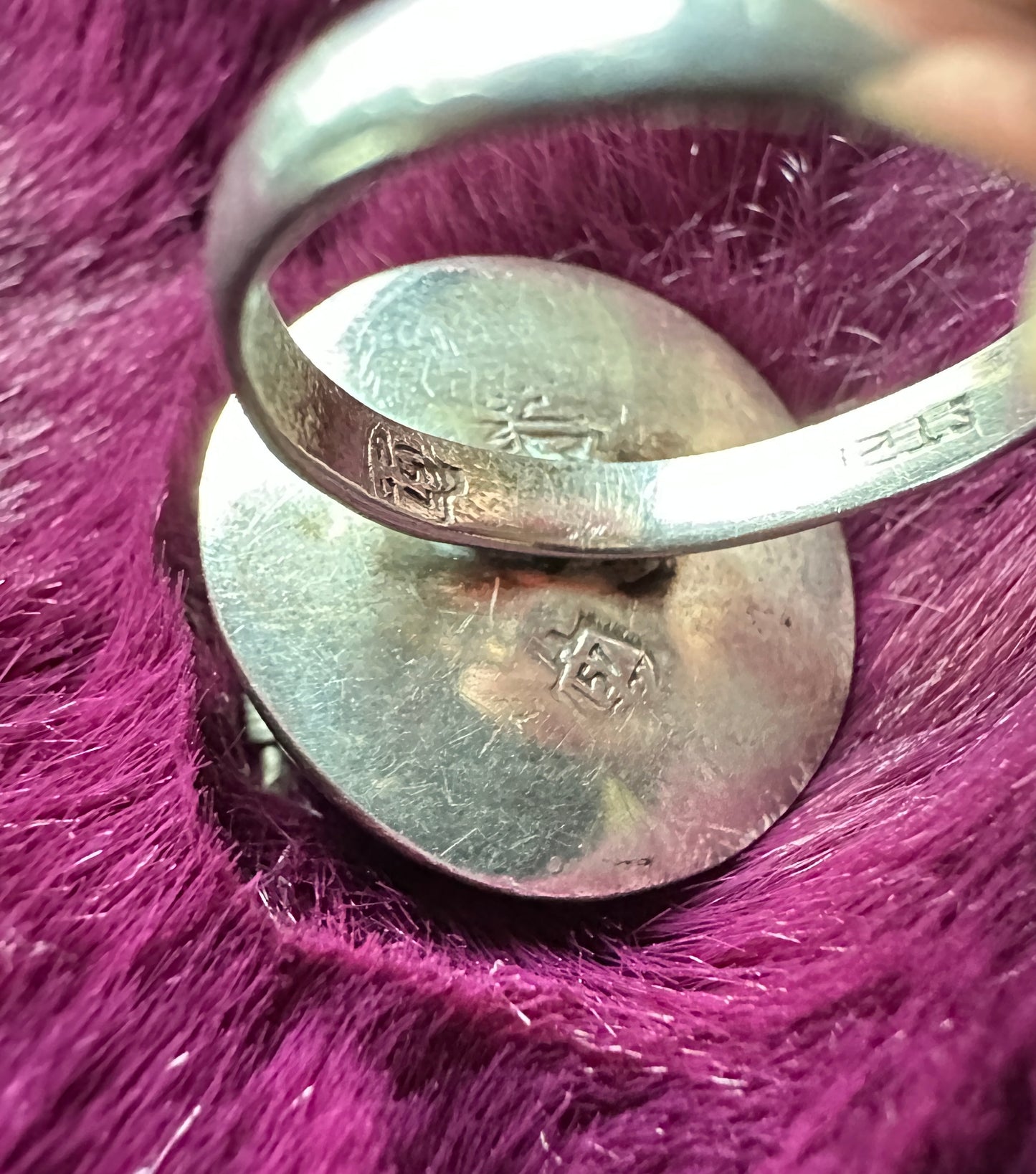 Vintage Silver & Nephrite Jade Poison Ring SZ 4 - 11