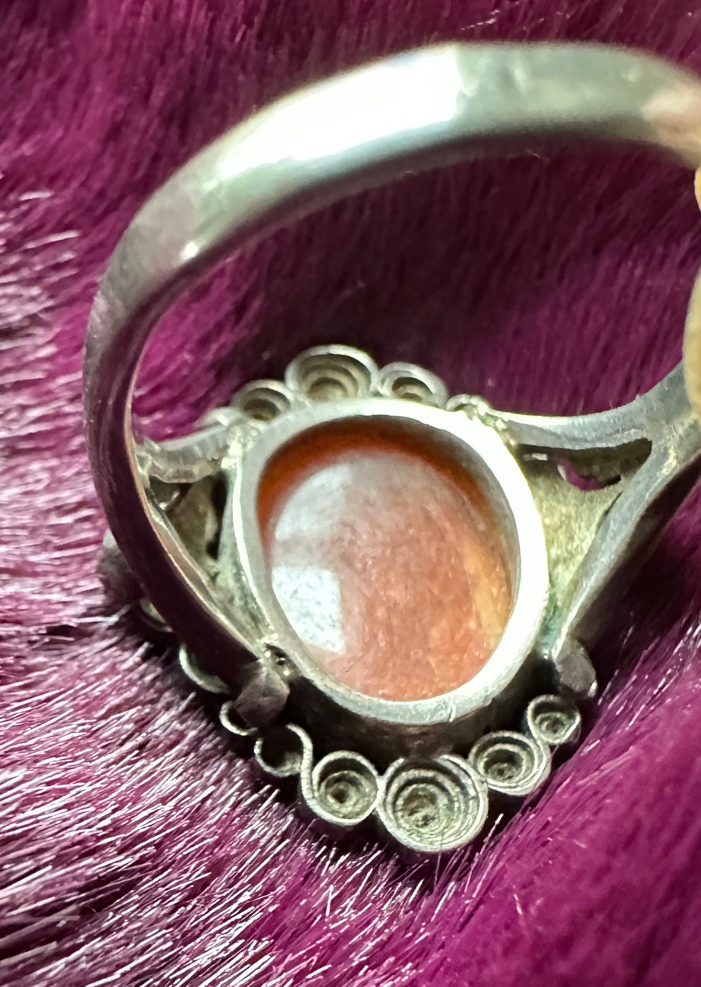 Vintage Silver Gothic Intaglio Ring SZ 6.5