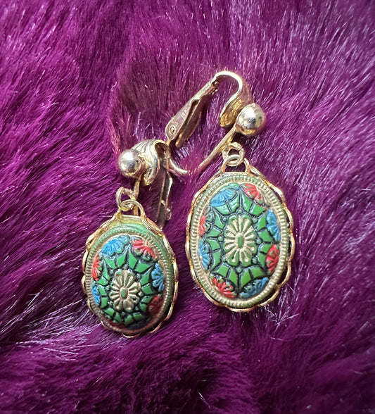 Vintage Sarah Coventry Painted Earrings