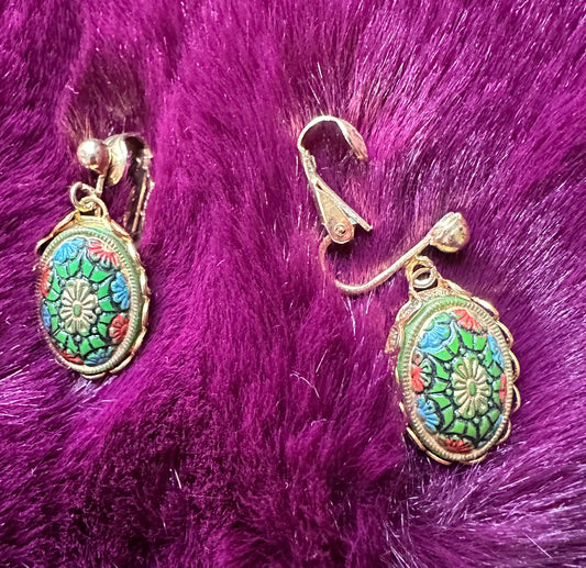 Vintage Sarah Coventry Painted Earrings