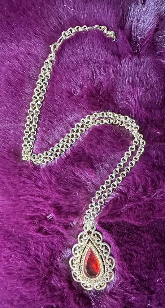 Vintage Renaissance Goth Teardrop Necklace