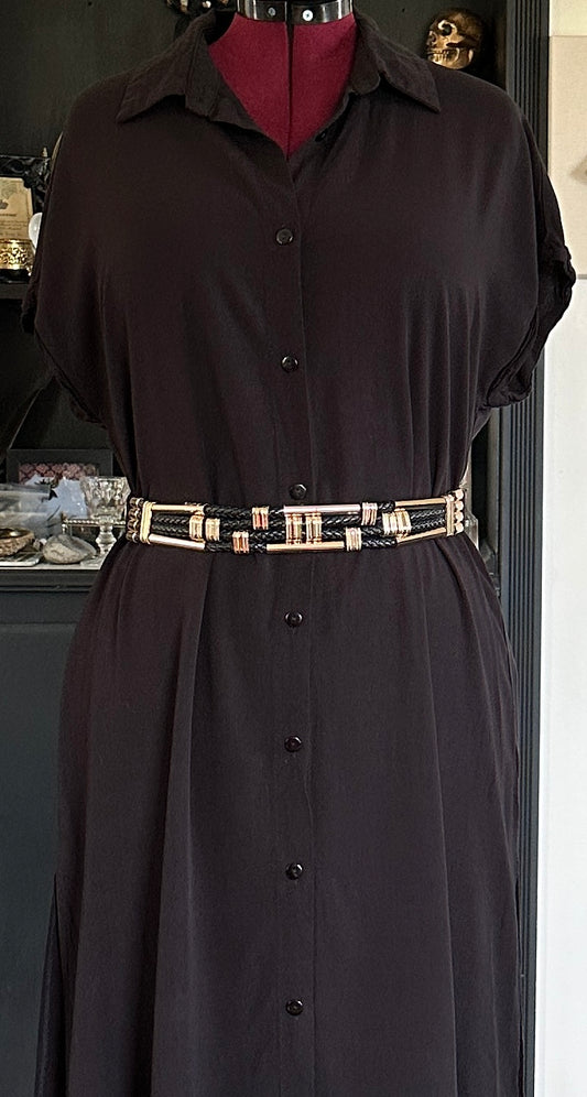 Black & Gold Rope Belt 30" - 34"