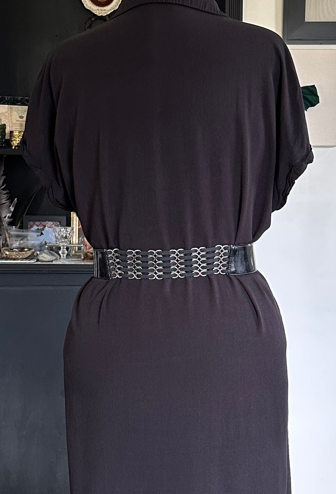 Vintage Patent Leather Wide Belt 34" - 38"