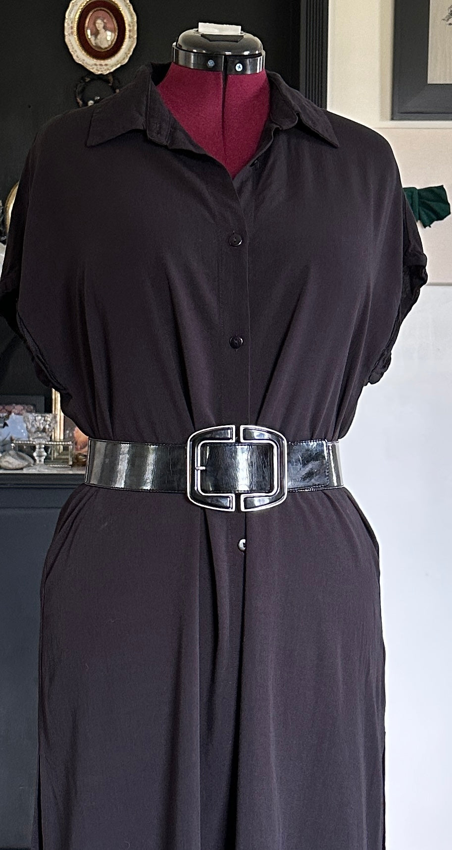 Vintage Patent Leather Wide Belt 34" - 38"