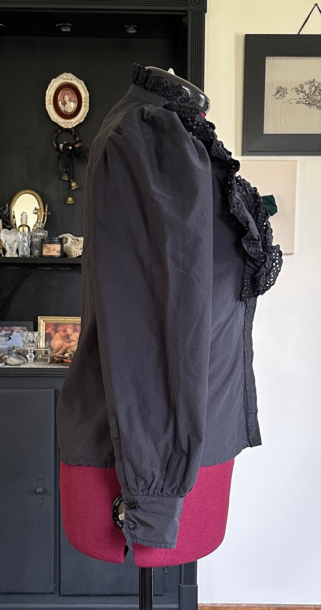 Ruffled Prairie Silk & Cotton Goth Top S