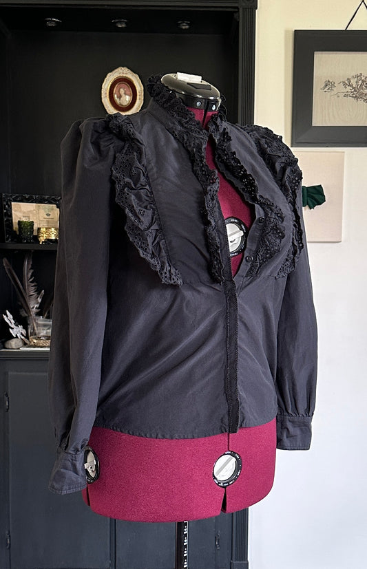 Ruffled Prairie Silk & Cotton Goth Top S