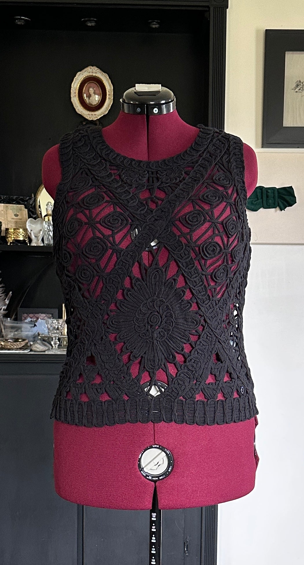Cotton Ribbon Sweater Vest M