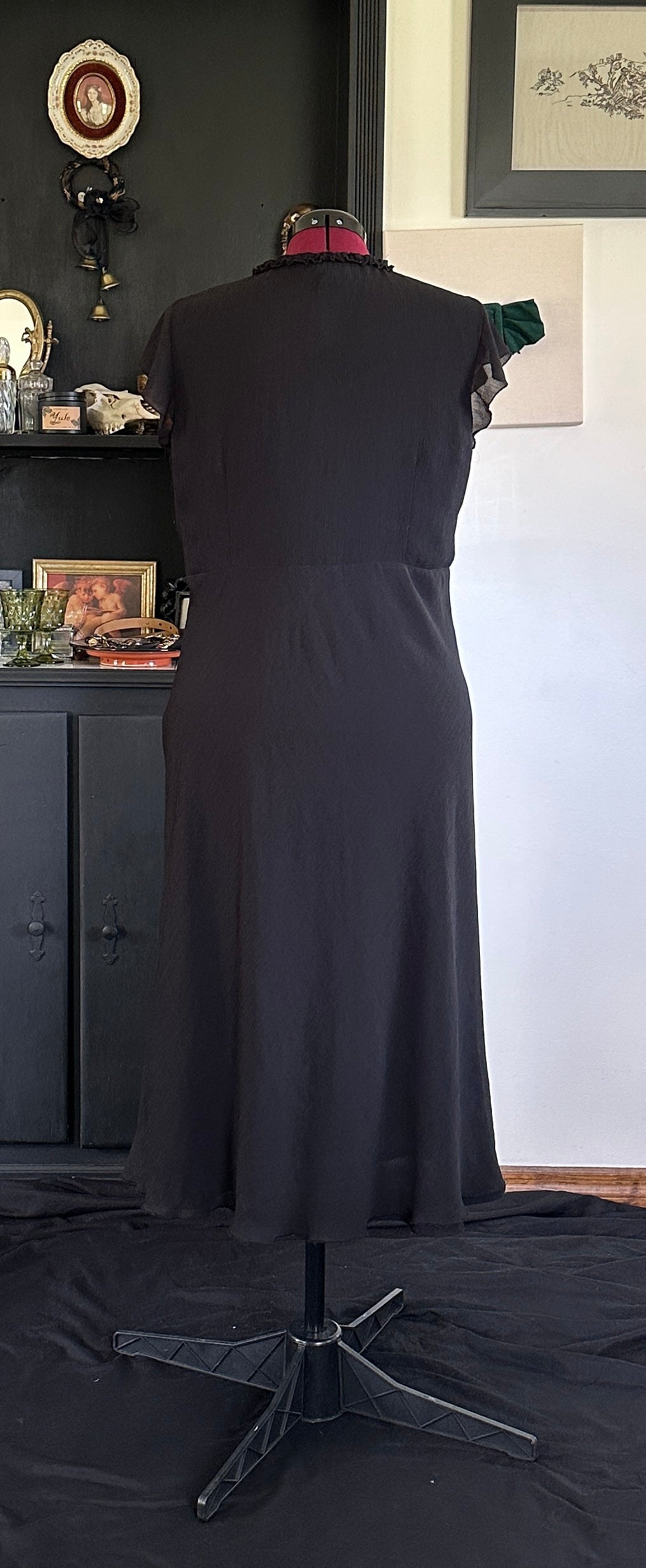 Corporate Goth Chiffon Dress SZ 16
