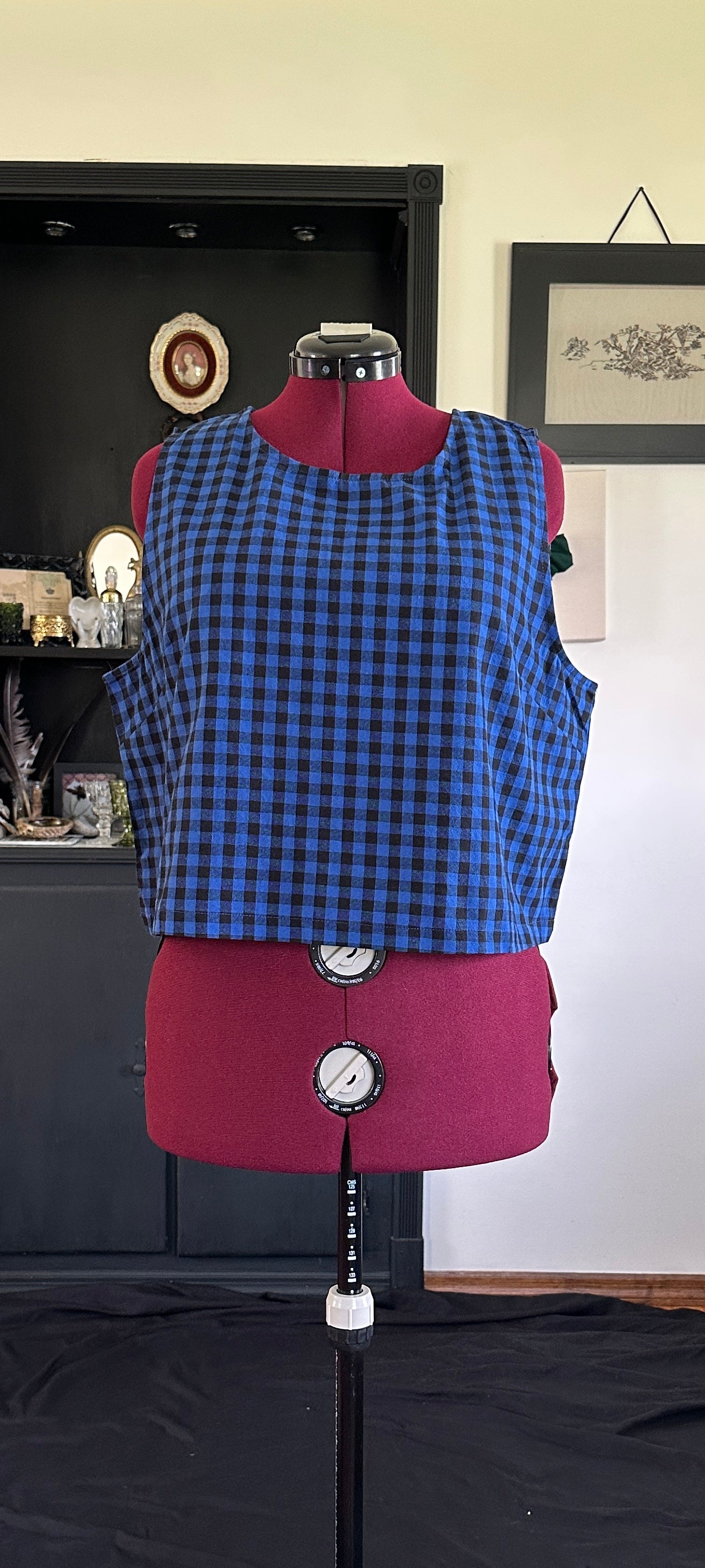 Gingham Cropped Tank Top 2X