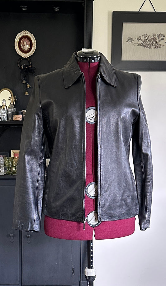 90s Minimalist Leather Jacket M