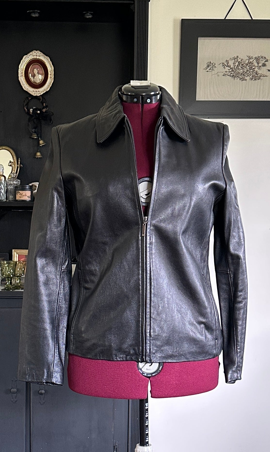 90s Minimalist Leather Jacket M