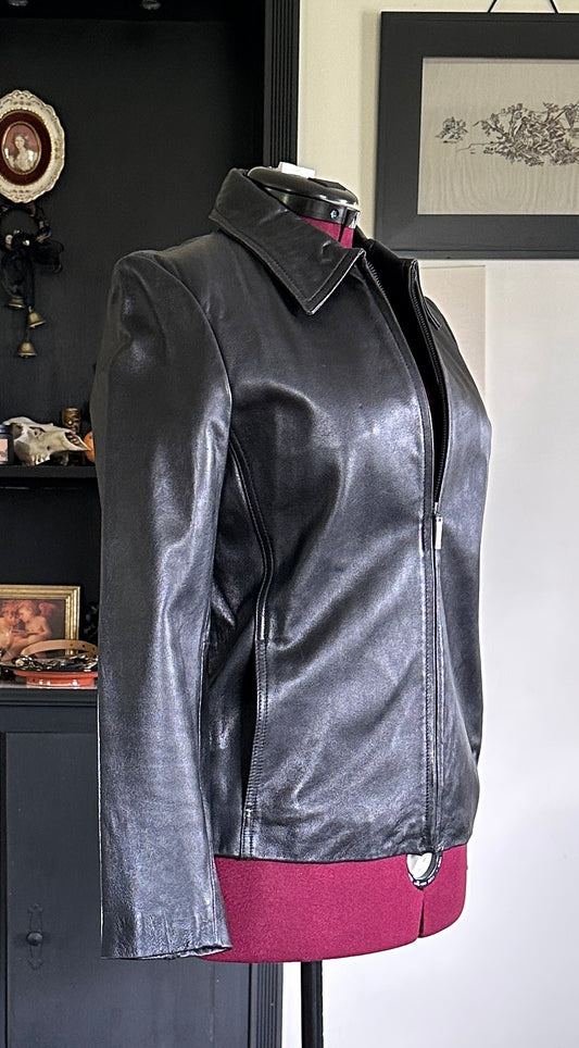 90s Minimalist Leather Jacket M
