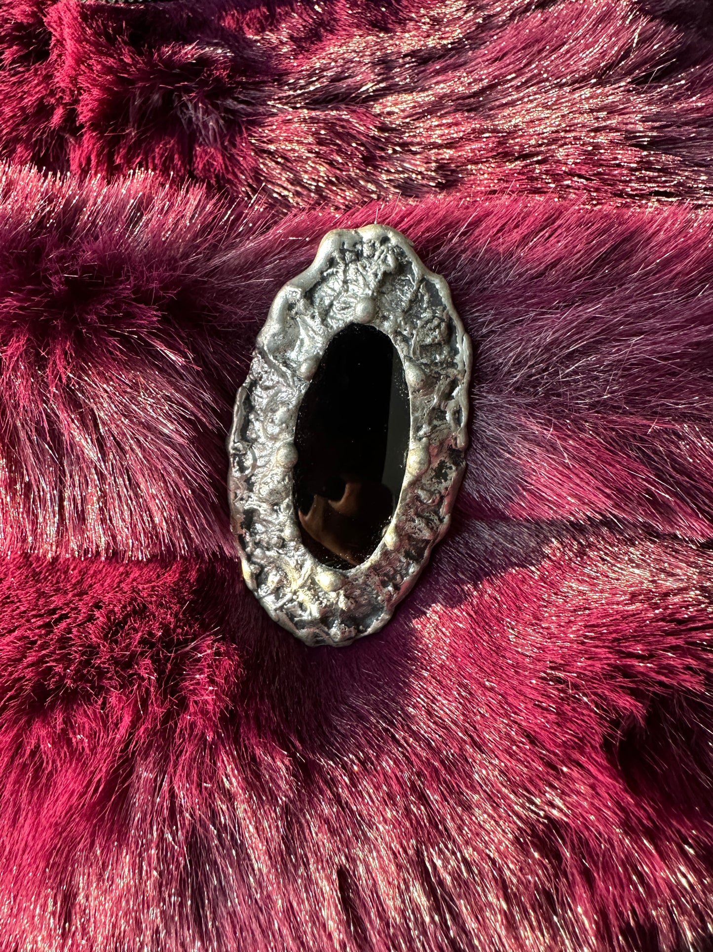 Silver and Onyx Brutalist Pin