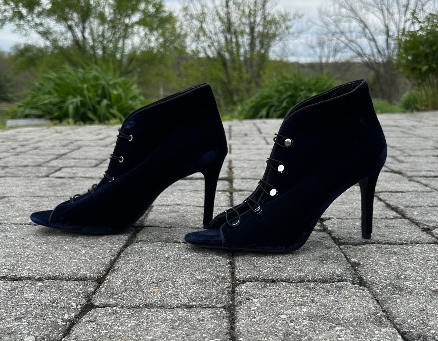 Enzo Angiolini Velvet Peep Toe Heels SZ 9.5