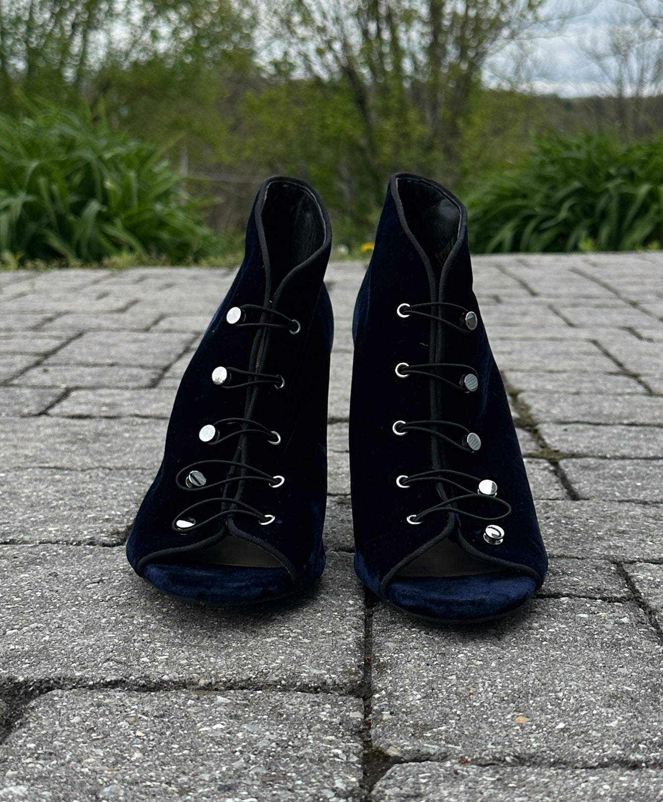 Enzo Angiolini Velvet Peep Toe Heels SZ 9.5
