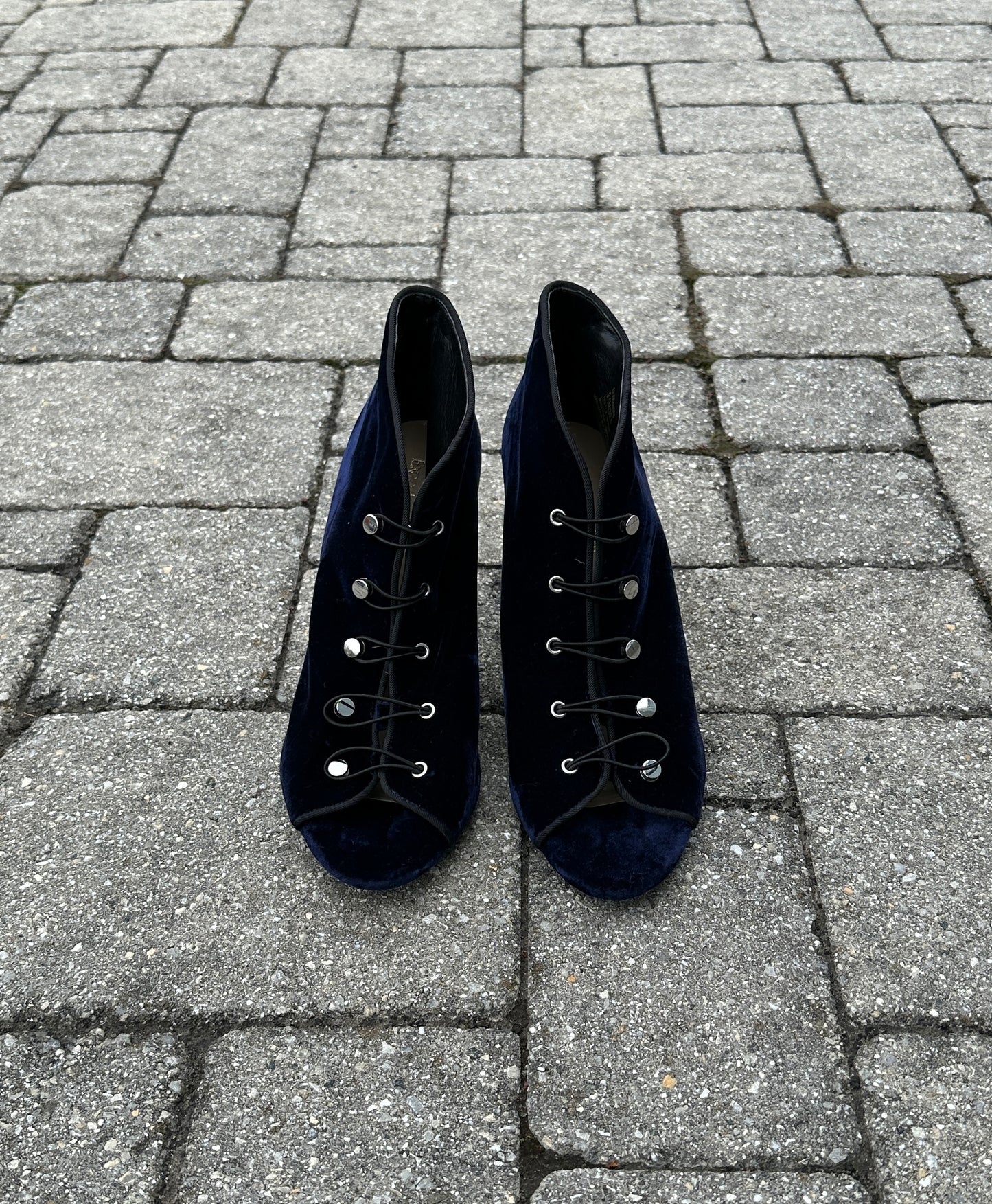 Enzo Angiolini Velvet Peep Toe Heels SZ 9.5