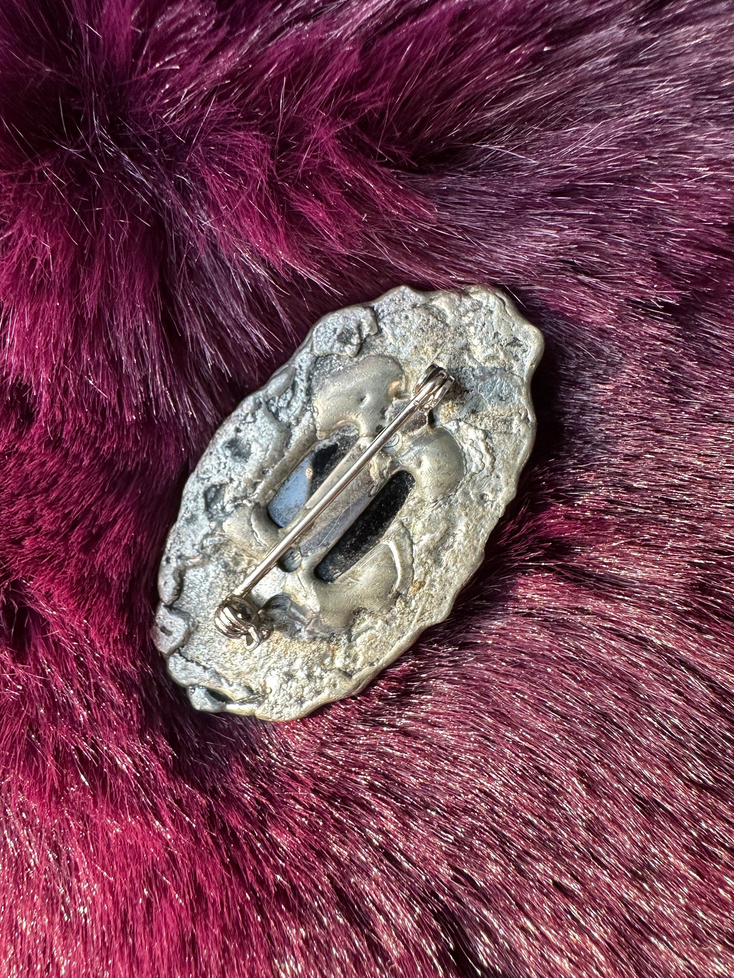 Silver and Onyx Brutalist Pin