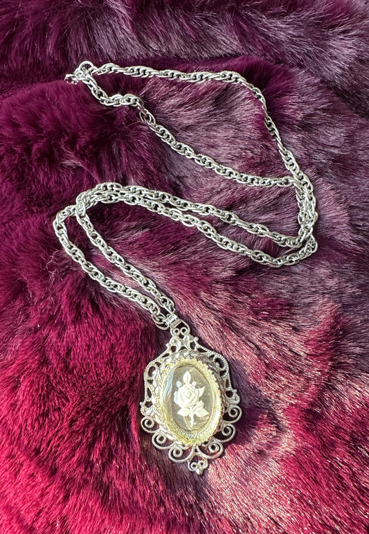 Silver Intaglio Pendant And Necklace