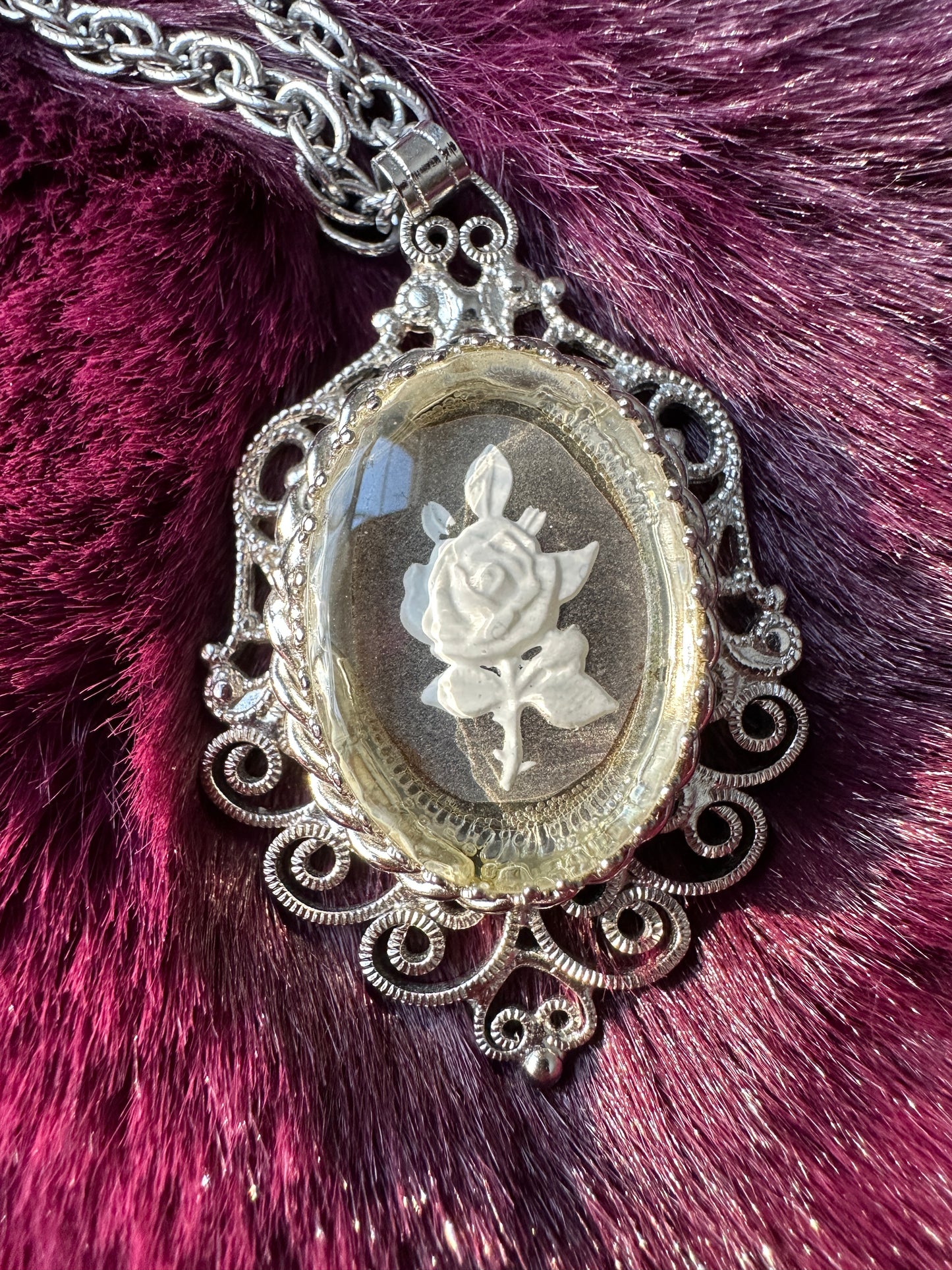 Silver Intaglio Pendant And Necklace