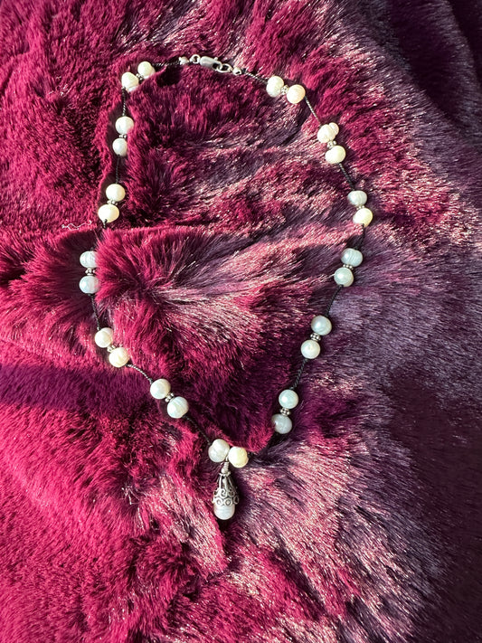 Silver And Pearl Necklace