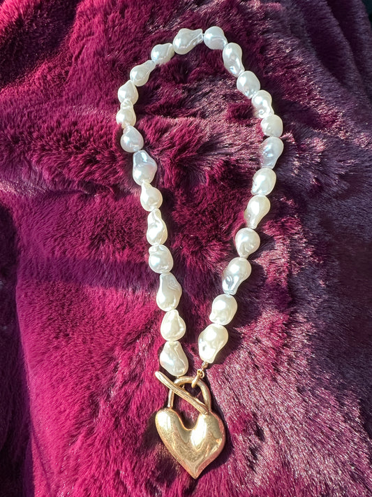 Baroque Pearl Heart Necklace