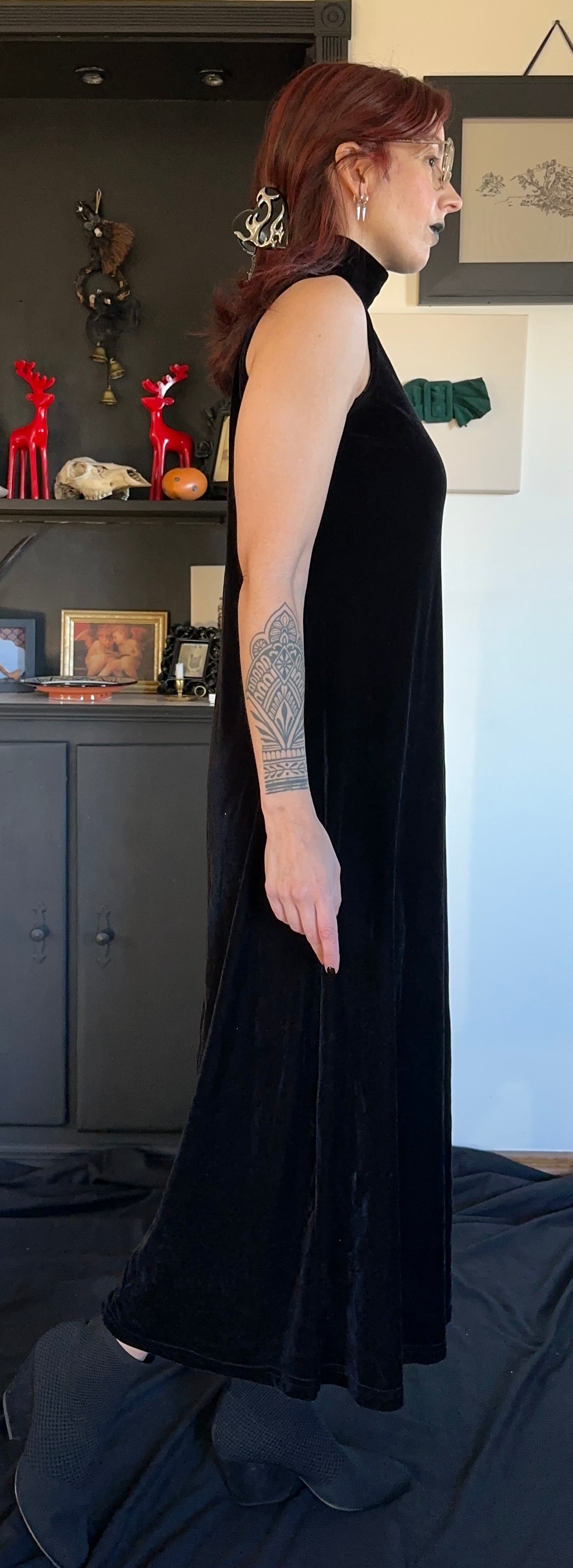 Velvet Corporate Goth Maxi Dress M