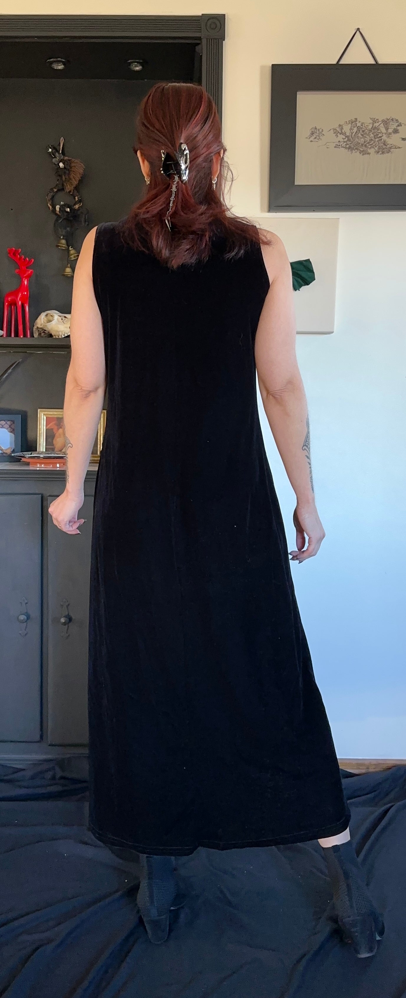 Velvet Corporate Goth Maxi Dress M