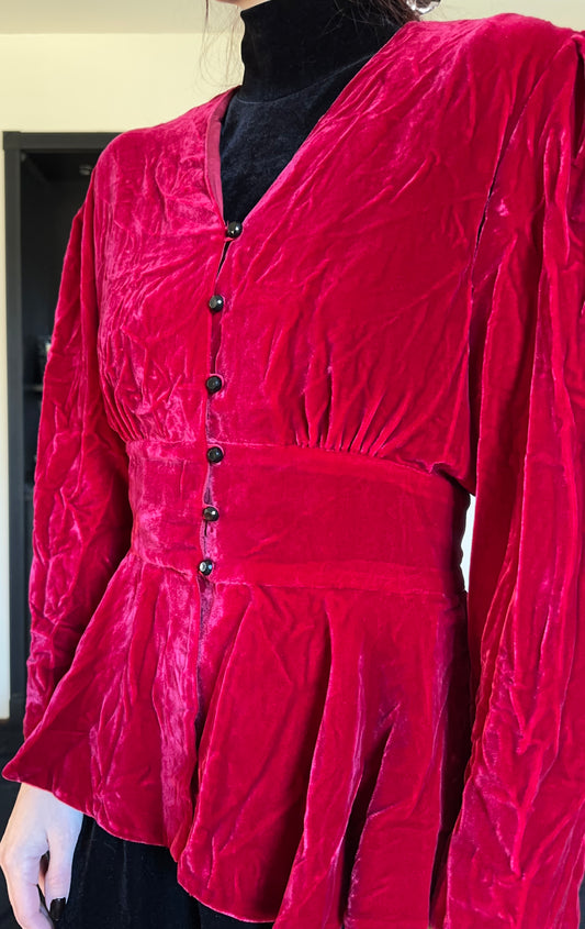 80s Red Velvet Jacket SZ 6-8
